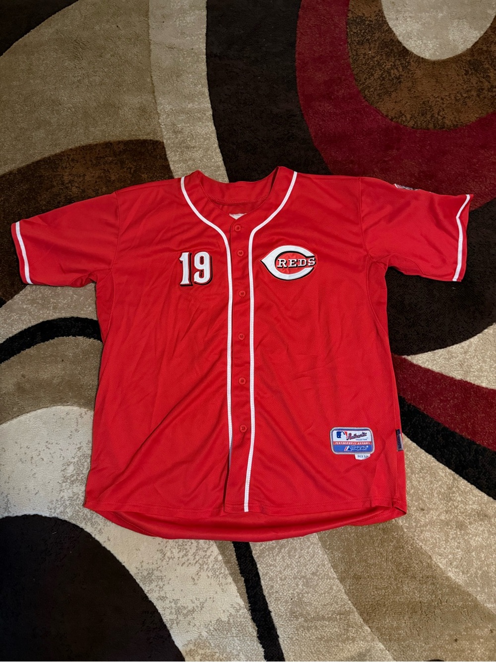 Majestic Red Cincinnati Reds #19 Men’s Baseball Jersey high and baseball jersey